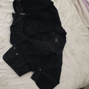 Black Suede Jacket Vintage 80s Sz XS